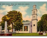 St John Church Richmond Virginia VA UNP Linen Postcard Z1 - £3.09 GBP