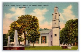 St John Church Richmond Virginia VA UNP Linen Postcard Z1 - £3.11 GBP