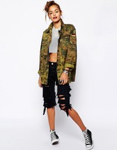 Vintage Women&#39;s F2 German camo jacket coat surplus army military oversized - $15.00