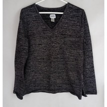 Chico&#39;s Black Blouse With Silver Metallic Size 1 - £9.84 GBP