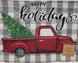 Set of 4 Tapestry Placemats,13x19&quot;,RED TRUCK W/CHRISTMAS TREES,HAPPY HOL... - $19.79