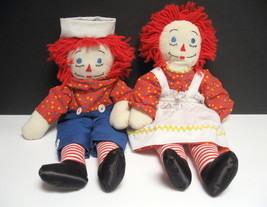 Raggedy Ann and Andy Dolls - 18&quot; - Embroidered &quot;I Love You&quot; Hearts - £14.16 GBP