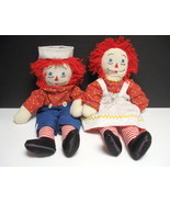 Raggedy Ann and Andy Dolls - 18&quot; - Embroidered &quot;I Love You&quot; Hearts - £14.15 GBP
