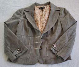 Bebe Gray Herringbone Suit Blazer Jacket Size 4 Polyester Semi Sweet Cho... - £15.58 GBP