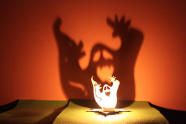 Halloween Tea Light Garden Lantern Wooden In outdoor decor  Spirit Candle Holder - £7.11 GBP