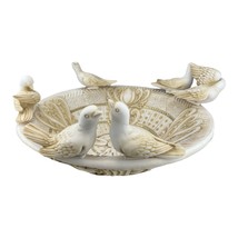Tabletop Fountain Bowl with Pigeons Birds Cast Marble Sculpture Statue Decor - £95.97 GBP