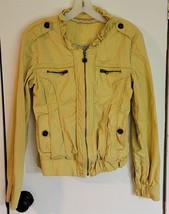 Womens S Fornarina Yellow Ruffled Lightweight Zip Front Jacket Coat - $18.81