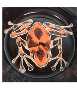 Vintage Poisonous Neon Orange Dart Frog Black Centerpiece Bowl 3D UP Art... - £109.32 GBP