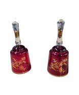 2 Luxor Bohemia A Ruckl &amp; Sons Ruby Red Lead Crystal Hand Painted Gold T... - £17.92 GBP