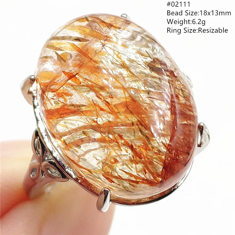 Pper rutilated quartz ring fashion jewelry gift green super 7 seven adjustable big size thumb200