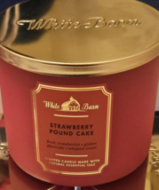 Bath and Body Works White Barn  Strawberry Pound Cake 3 Wick Scented Candle - $20.53