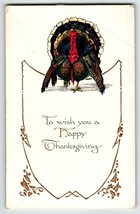 Thanksgiving Day Greetings Postcard Turkey Embossed Gibson Unposted Vintage - £6.14 GBP