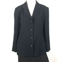 Anne Klein II Blazer Women&#39;s Size 12 Black Pockets Collared 4 Button - $241.80 MXN