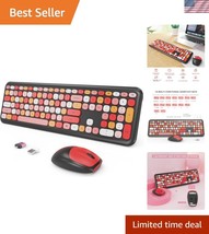 Colorful Ergonomic Wireless Keyboard &amp; Mouse Combo with Retro Design - L... - $60.00