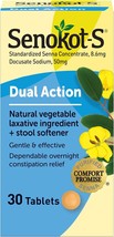 Senokot S Dual Action Natural Vegetable Laxative Ingredient Plus Stool Softener  - £22.37 GBP