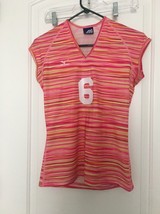 Mizuno Women&#39;s Active Wear Striped Shirt CLUB SOUTH VOLEYBALL - $35.48