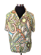 Alfred Dunner Blouse Women&#39;s Size 18 Multicolor Paisley Lined  Button Front - £14.75 GBP
