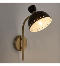 Wall Light Modern Brass Mid Century Lamp Light Fixture Descent Dome Blac... - $279.57