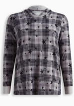 Torrid Hooded Super Soft Plaid Star Print Long Sleeve Top Plus Size 5X 28 - £31.93 GBP