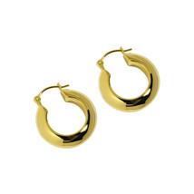 18K Yellow Gold Plated Solid Circle 925 Sterling Silver Hoop Hinged Earrings - £69.06 GBP
