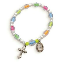 Children&#39;s Neon Color Bead Rosary Bracelet - £11.33 GBP