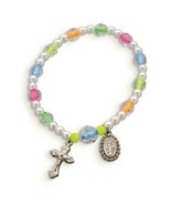 Children&#39;s Neon Color Bead Rosary Bracelet - $20.14 CAD