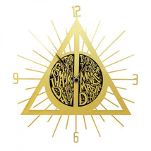 Harry Potter The Deathly Hallows Symbol Laser Cut Out Wall Clock Gold - £29.55 GBP