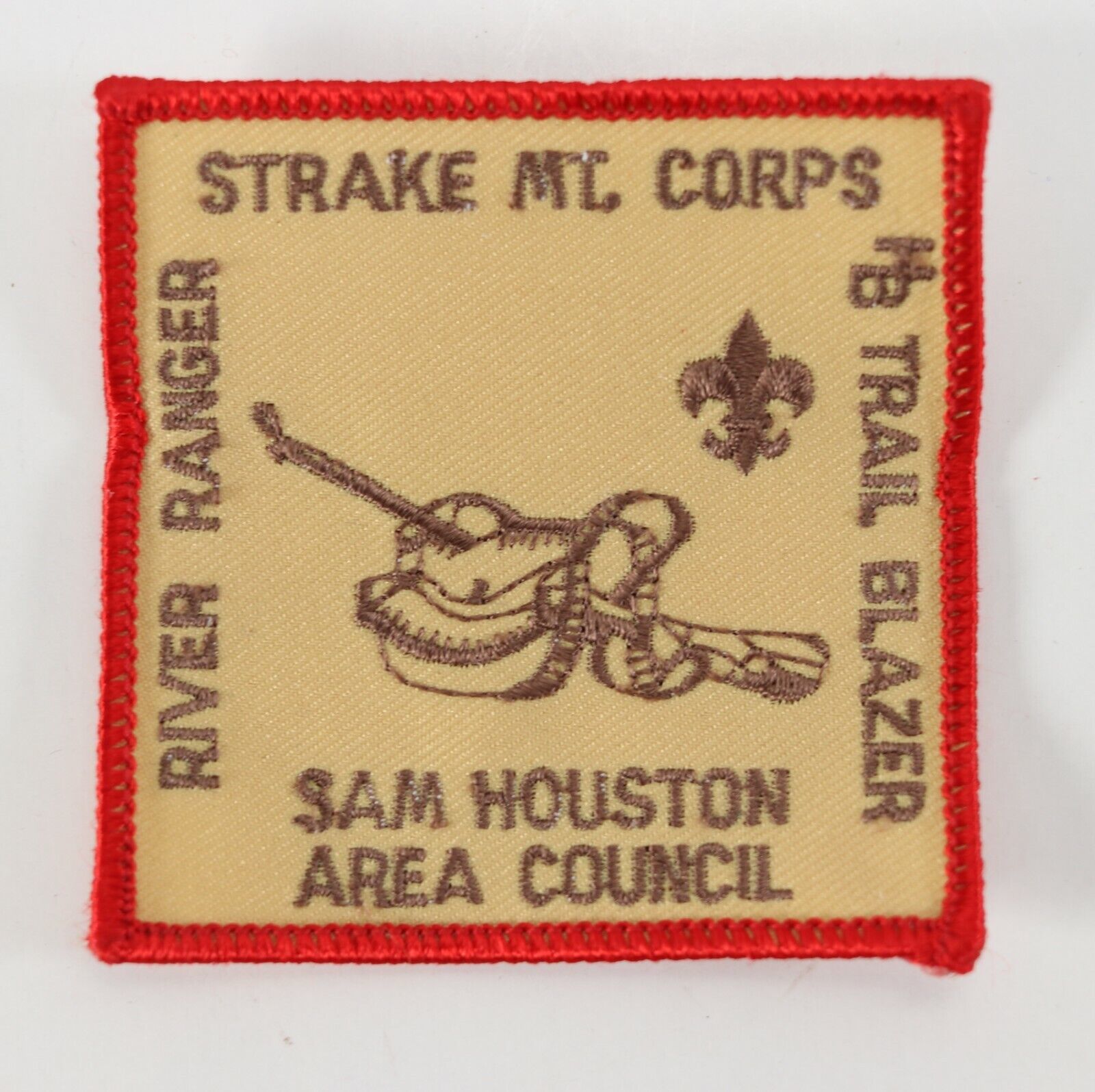 Vintage Sam Houston SHAC Red Strake Blazer Ranger Red Tan Boy Scouts Camp Patch - £9.29 GBP
