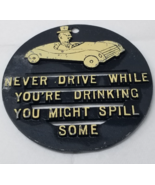 Never Drive While Drinking Trivet Funny Barware 1950s You Might Spill Round - £15.03 GBP