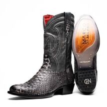 KANSAS Genuine Snake Skin Cowboy Boot from the Western Collection White image 3