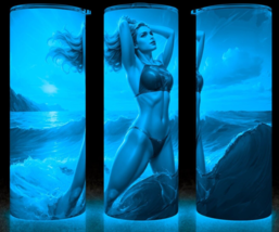 Glow in the Dark Supergirl Sexy Bikini at the Beach Comic Book Cup Mug Tumbler - £17.55 GBP