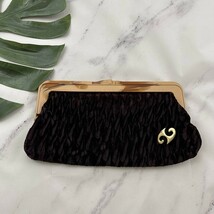 Vintage Made In Korea Velvet Clutch Purse Bag Purple Frame Kiss Lock - $475.69 MXN
