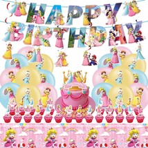 Mario Princess Peach Birthday Party Supplies, Mario Princess Peach Party Decorat - £21.20 GBP