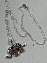 CW Marked Silvertone Chain w Asian Elephant Pendant Necklace – chain is 17 inche - £10.43 GBP