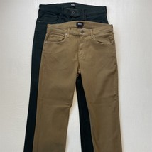 Lot 2 Paige 33x29 Federal Slim Green Khaki Knit Flex Denim Mens Jeans - £54.16 GBP