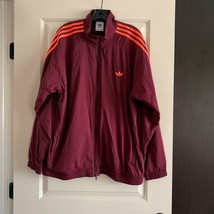 NWT ADIDAS Red Wine Color Zip Front Men&#39;s Windbreaker SZ XL - $49.50