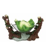 Lazy Day Whimsical Fat Frog Sleeping On Hammock Statue for Storybook Tal... - $30.99