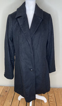 Andrew Marc NWT Women’s Button Up Wool Trench PeaCoat Size 12 Black HG - £23.74 GBP
