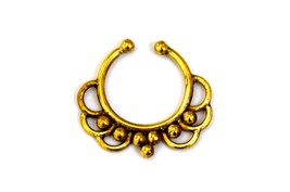 Tribal Brass Septum, Fake Indian Septum Ring, Gold Nose Ring - £6.32 GBP