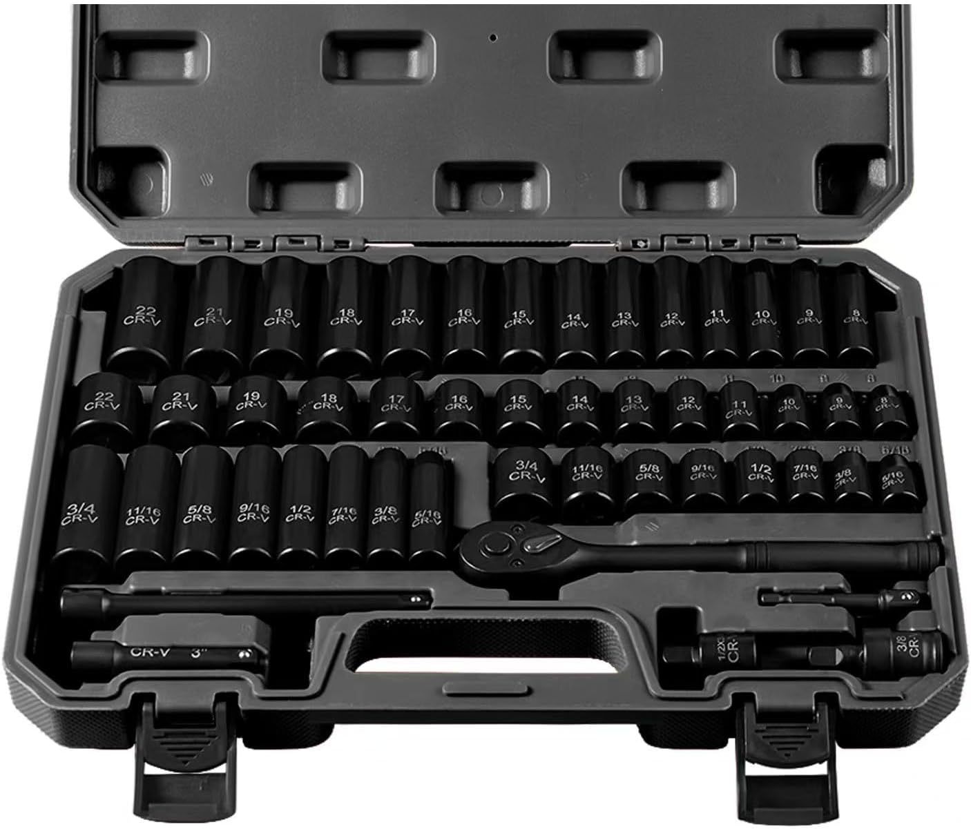 3/8&quot; Drive Impact Socket Set 50-Piece, Sae (5/16-3/4) &amp; Metric, Gift For... - $56.98