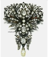Antique Victorian Rose cut Diamond And Pearls Silver Brooch Victorian Br... - $682.48 CAD