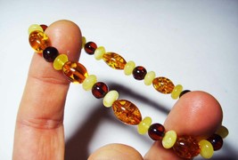 AMBER Natural Baltic Beads Stones Stretch Bracelet Elastic Amber Beads Bracelet - £37.99 GBP