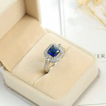 Anillo de compromiso con halo de tanzanita azul de corte princesa de 2... - £89.83 GBP