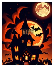 Halloween Haunted House Full Moon 8X10 Fantasy Photo - £6.66 GBP