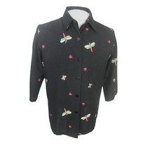 Patchington vintage Women Top dragonfly embroidered 3/4 sleeve button up shirt - £19.94 GBP