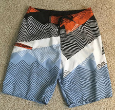 VAL SURF Mens Size 32 Blue White Black Swim Surf Board Shorts Trunks - £22.11 GBP