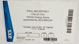 PAUL McCARTNEY - ORIGINAL 2017 ONE ON ONE UNUSED WHOLE FULL CONCERT TICKET - $15.00