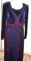 Vtg Carole Little Purple Velveteen Maxi Dress attached Jacket Artsy Fair... - $49.49