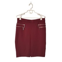 Jennifer Lopez Skirt Womens Large Maroon Stretch Decorative Zippers Rayon Blend - £13.24 GBP
