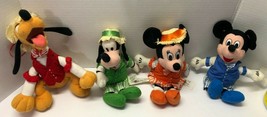 Disney Mickey Minnie Pluto &amp; Goofy BARBERSHOP QUARTET Set of 4 Plush Fig... - £31.61 GBP